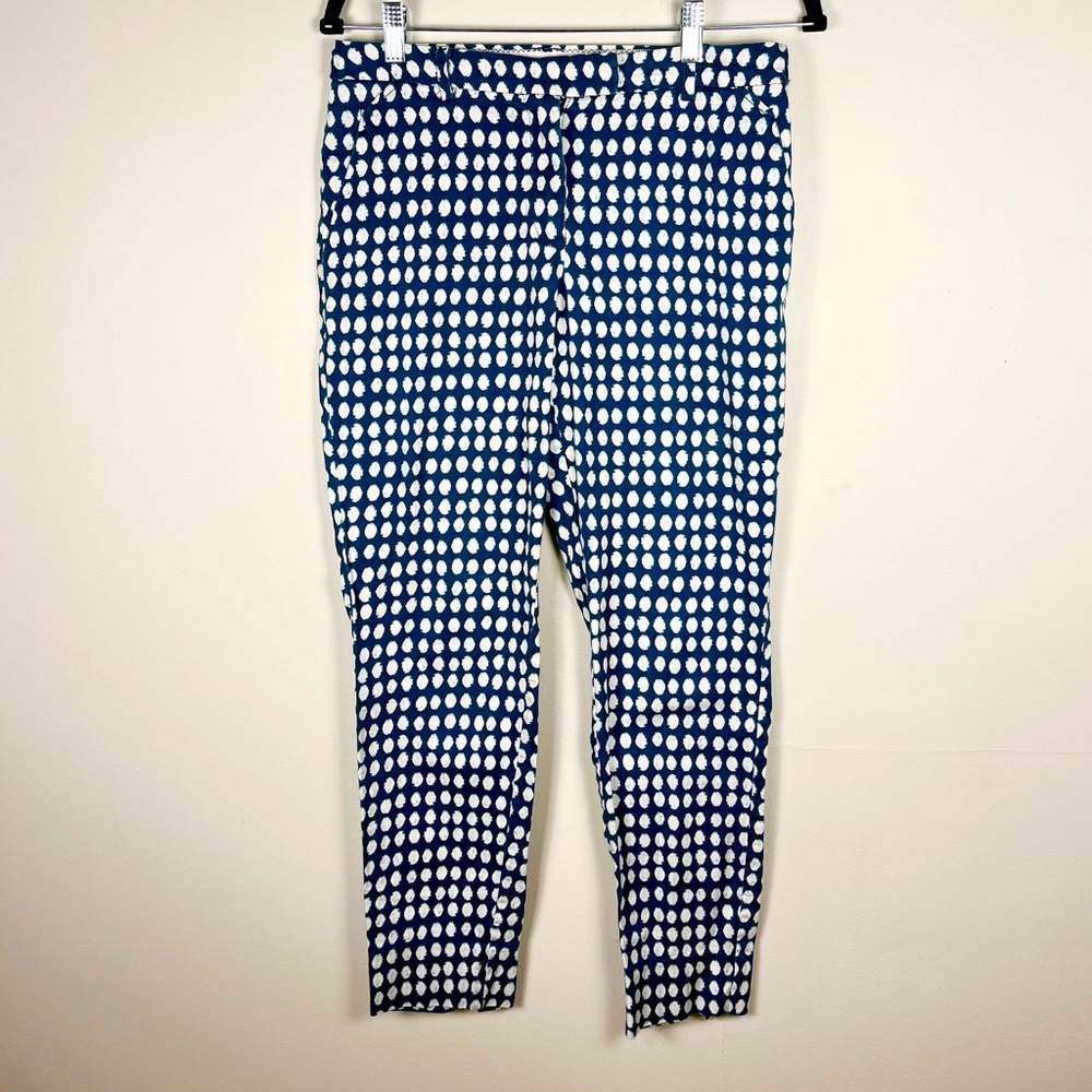 Navy and white ikat pattern H&M cotton pencil pants